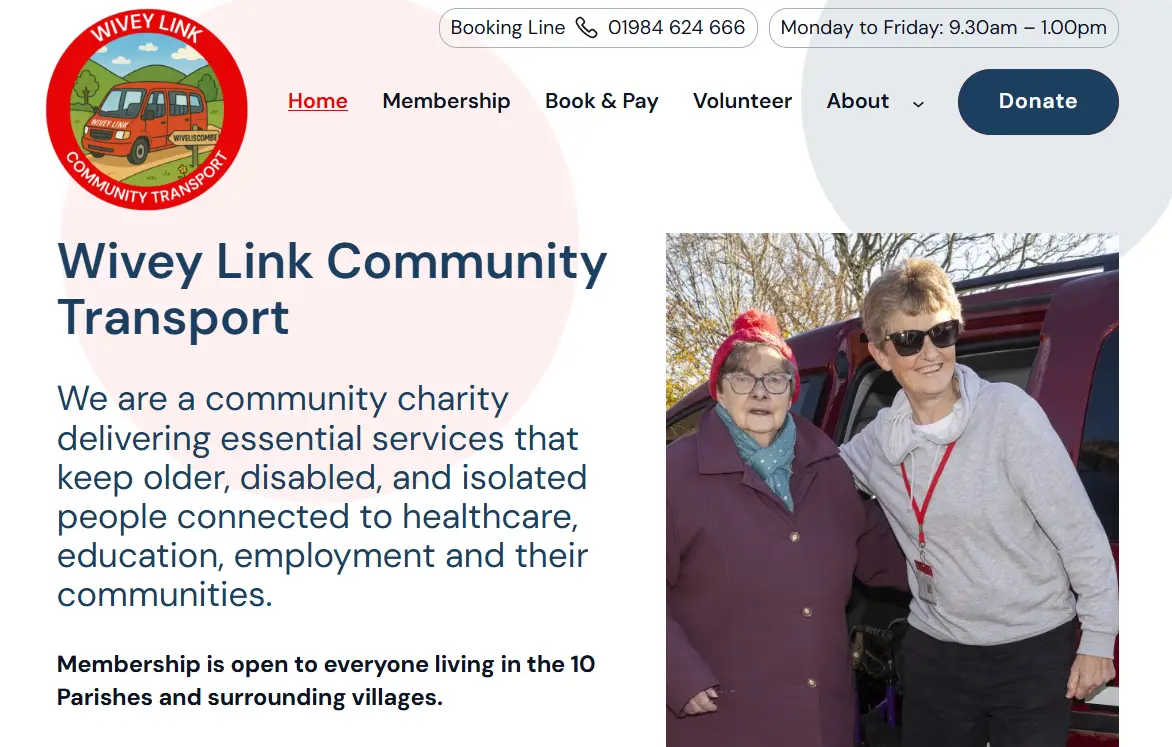 Wivey Link – Redesigned charity site with online booking and payments